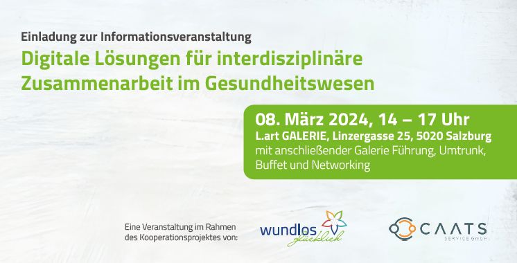 Flyer Text von wundlos glücklich und CAATS zur Veranstaltung in der L.art galerie zum Thema digitale Lösungen